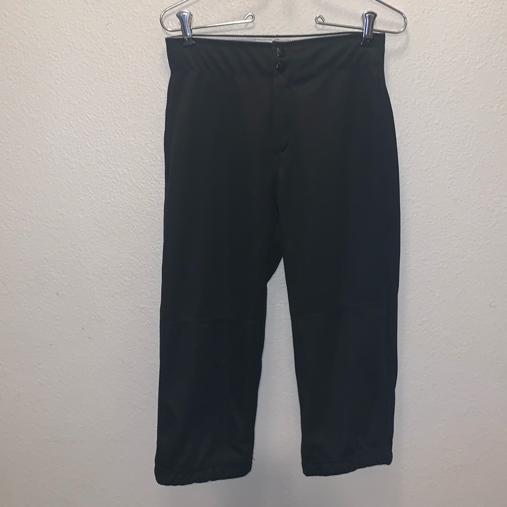 Augusta Sportswear Black Softball Baseball Pants Capri Drawstrings Snap Buttons
